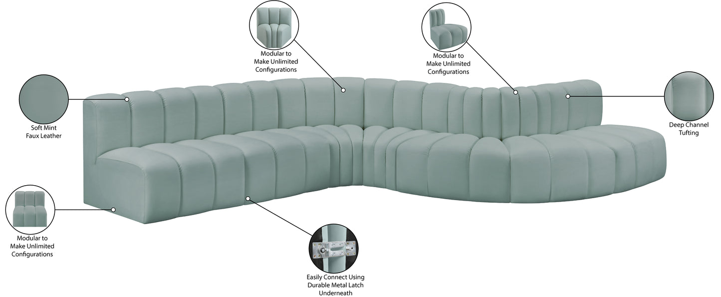 zara mint green faux leather modular sofa s7c