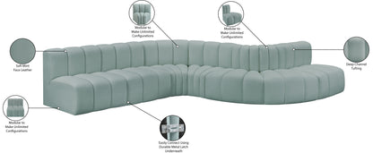 Zara Mint Green Faux Leather Modular Sofa S7C