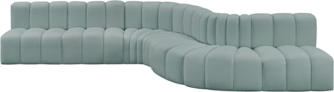 Briar 170 Mint Vegan Leather Upholstered Modular Sectional, 7-Piece