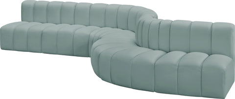 Briar 170 Mint Vegan Leather Upholstered Modular Sectional, 7-Piece
