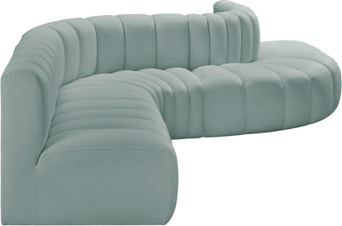 Briar 170 Mint Vegan Leather Upholstered Modular Sectional, 7-Piece