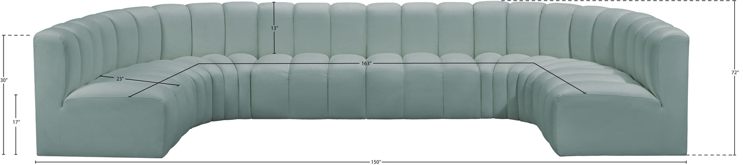 zara mint green faux leather modular sofa s8a