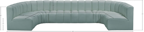 Briar 150 Mint Vegan Leather Upholstered Modular Sectional, 8-Piece