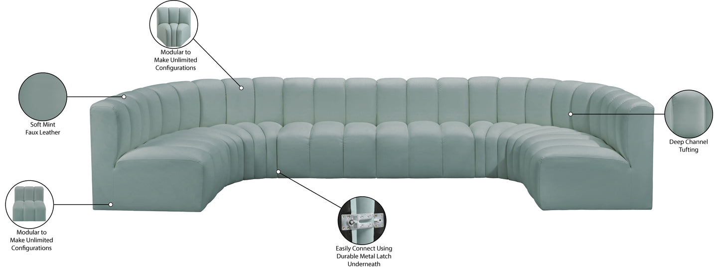 zara mint green faux leather modular sofa s8a