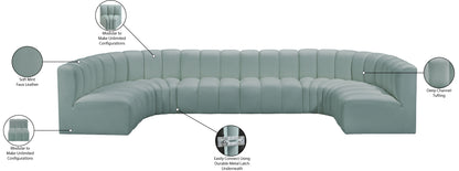 Zara Mint Green Faux Leather Modular Sofa S8A