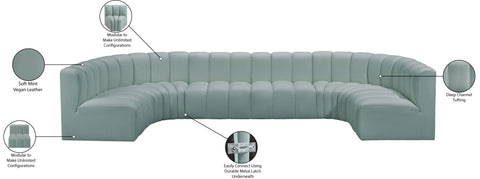 Briar 150 Mint Vegan Leather Upholstered Modular Sectional, 8-Piece