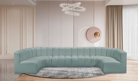 Briar 150 Mint Vegan Leather Upholstered Modular Sectional, 8-Piece