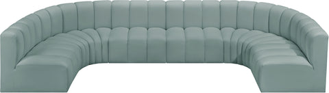 Briar 150 Mint Vegan Leather Upholstered Modular Sectional, 8-Piece
