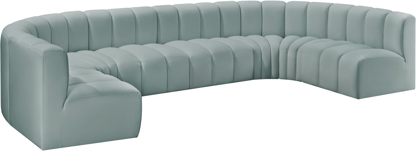 zara mint green faux leather modular sofa s8a