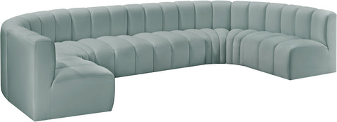 Briar 150 Mint Vegan Leather Upholstered Modular Sectional, 8-Piece