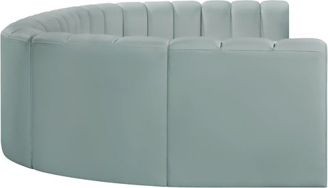 Briar 150 Mint Vegan Leather Upholstered Modular Sectional, 8-Piece