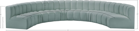 Briar 162 Mint Vegan Leather Upholstered Modular Sectional, 8-Piece