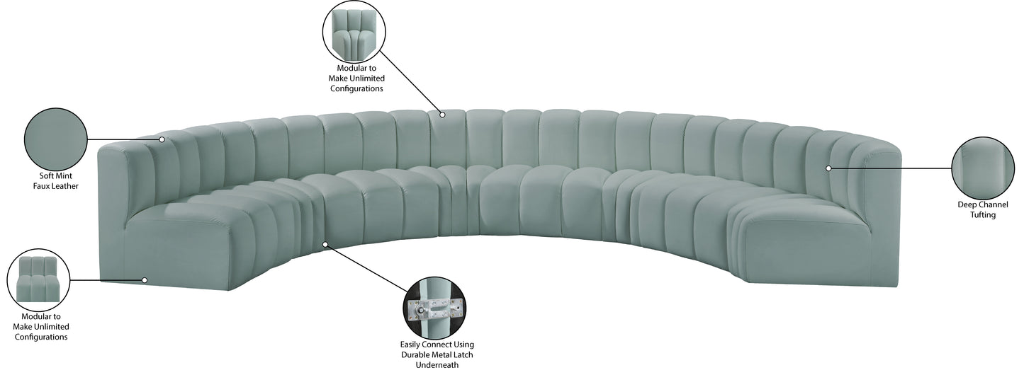 zara mint green faux leather modular sofa s8b