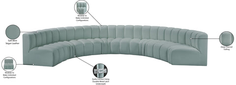 Briar 162 Mint Vegan Leather Upholstered Modular Sectional, 8-Piece