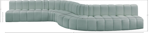 Briar 197 Mint Vegan Leather Upholstered Modular Sectional, 8-Piece
