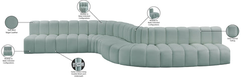 Briar 197 Mint Vegan Leather Upholstered Modular Sectional, 8-Piece