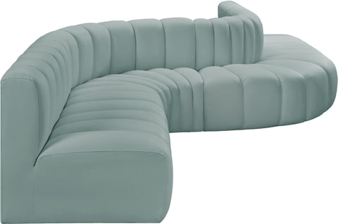 Briar 197 Mint Vegan Leather Upholstered Modular Sectional, 8-Piece