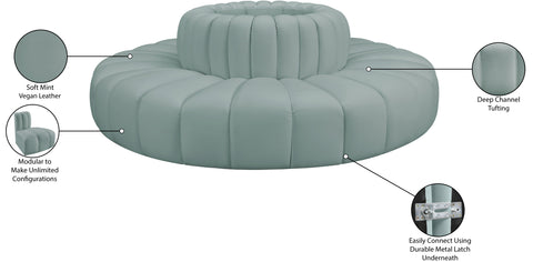 Briar 90 Mint Vegan Leather Upholstered Modular Sectional, 8-Piece