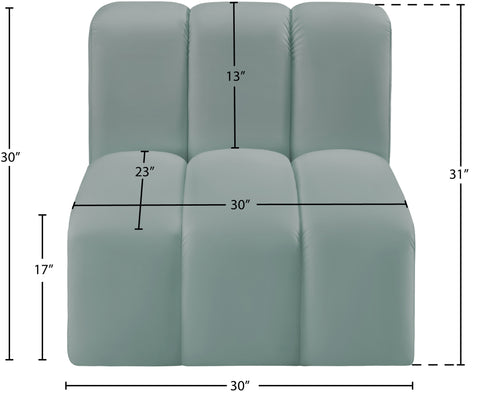 Briar Mint Vegan Leather Upholstered Modular Straight Chair, 1 Piece