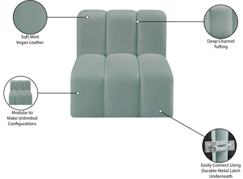 Briar Mint Vegan Leather Upholstered Modular Straight Chair, 1 Piece