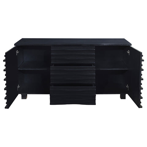 Elkton 3-drawer Sideboard Buffet Storage Cabinet BlackBlack