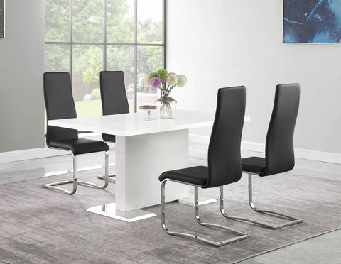 Caspian 5-piece Dining Table Set White High Gloss and BlackWhite High Gloss / Black