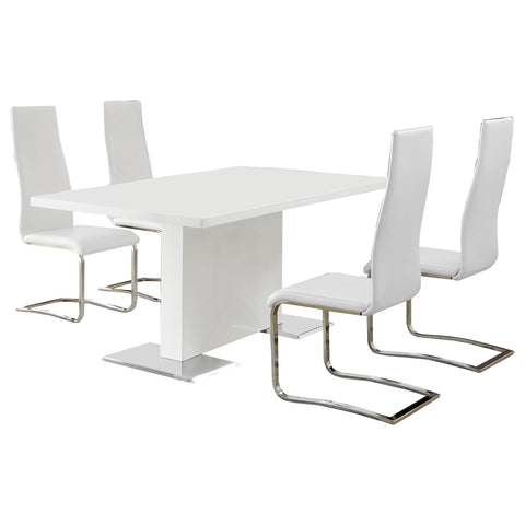Caspian 5-piece Dining Table Set White High Gloss and WhiteWhite High Gloss / Chrome