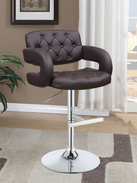 Alise Adjustable Bar Stool Chrome and BrownBrown