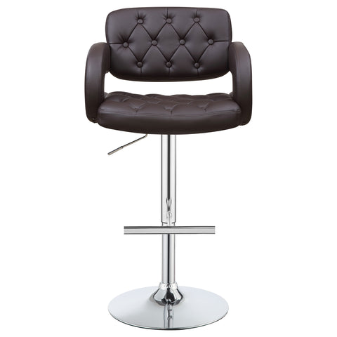 Alise Adjustable Bar Stool Chrome and BrownBrown