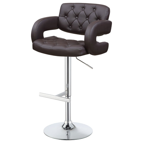 Alise Adjustable Bar Stool Chrome and BrownBrown