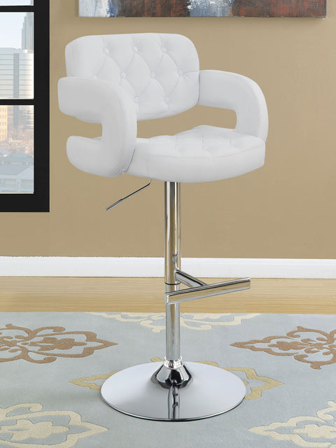 Alise Adjustable Bar Stool Chrome and WhiteWhite