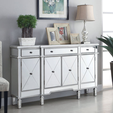 Alma 4-door Mirrored Storage Accent Cabinet SilverSilver