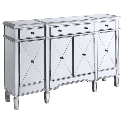 Alma 4-door Mirrored Storage Accent Cabinet SilverSilver