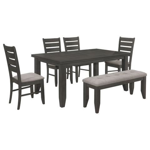 Carisi 6-piece Rectangular Dining Table Set Dark GreyDark Grey