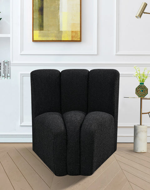 Yara Boucle Fabric Upholstered Curved Corner Chair, 1 Piece