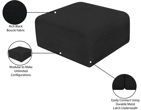 Briar Black Boucle Fabric Upholstered Modular Ottoman, 1 Piece