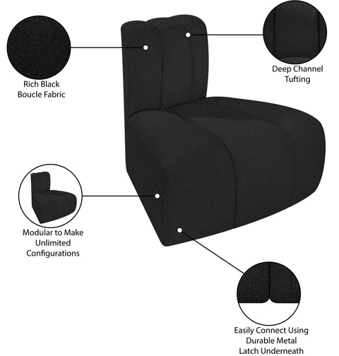 Briar Black Boucle Fabric Upholstered Modular Reverse Corner Chair, 1 Piece