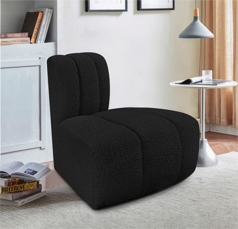 Briar Black Boucle Fabric Upholstered Modular Reverse Corner Chair, 1 Piece