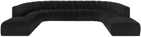 Yara 161" Black Boucle Fabric Upholstered Sectional, 10-Piece