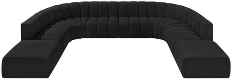 Yara 161" Black Boucle Fabric Upholstered Sectional, 10-Piece
