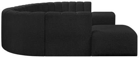 Yara 161" Black Boucle Fabric Upholstered Sectional, 10-Piece
