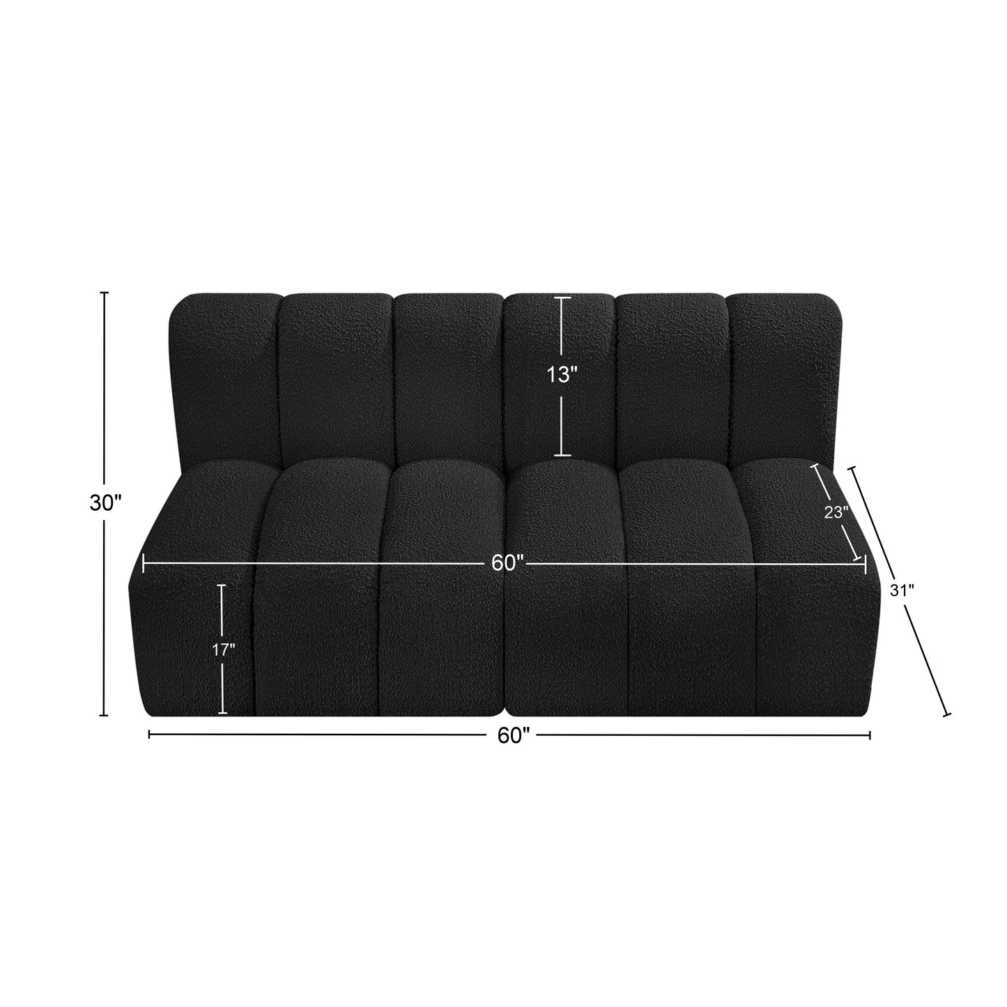 zara black boucle fabric modular sofa s2a