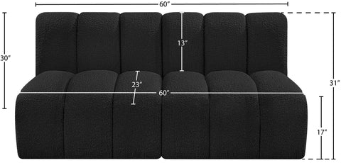Briar Black 60 Boucle Fabric Upholstered Modular Sectional , 2-Piece (Style 1)