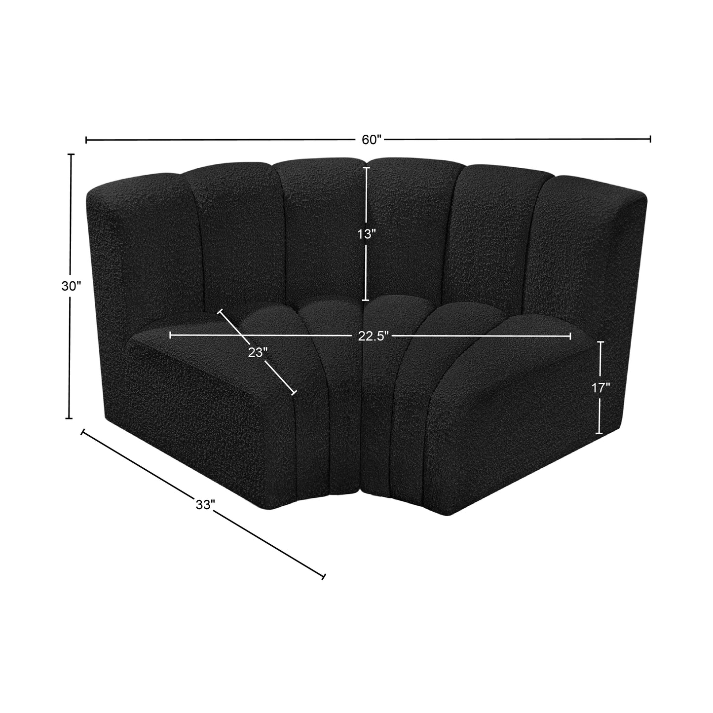 zara black boucle fabric modular sofa s2b