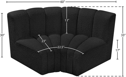 Briar Black 60 Boucle Fabric Upholstered Modular Sectional , 2-Piece (Style 2)
