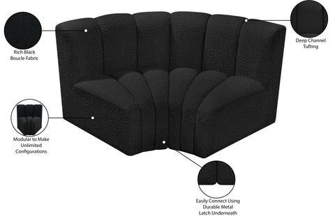Briar Black 60 Boucle Fabric Upholstered Modular Sectional , 2-Piece (Style 2)