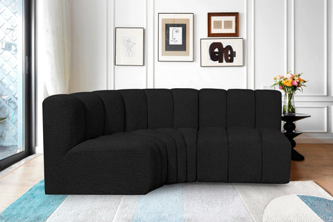 Briar Black 84 Boucle Fabric Upholstered Modular Sectional, 3-Piece