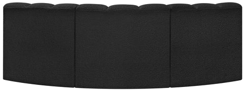 Yara 86" Black Boucle Fabric Upholstered Sectional, 3-Piece