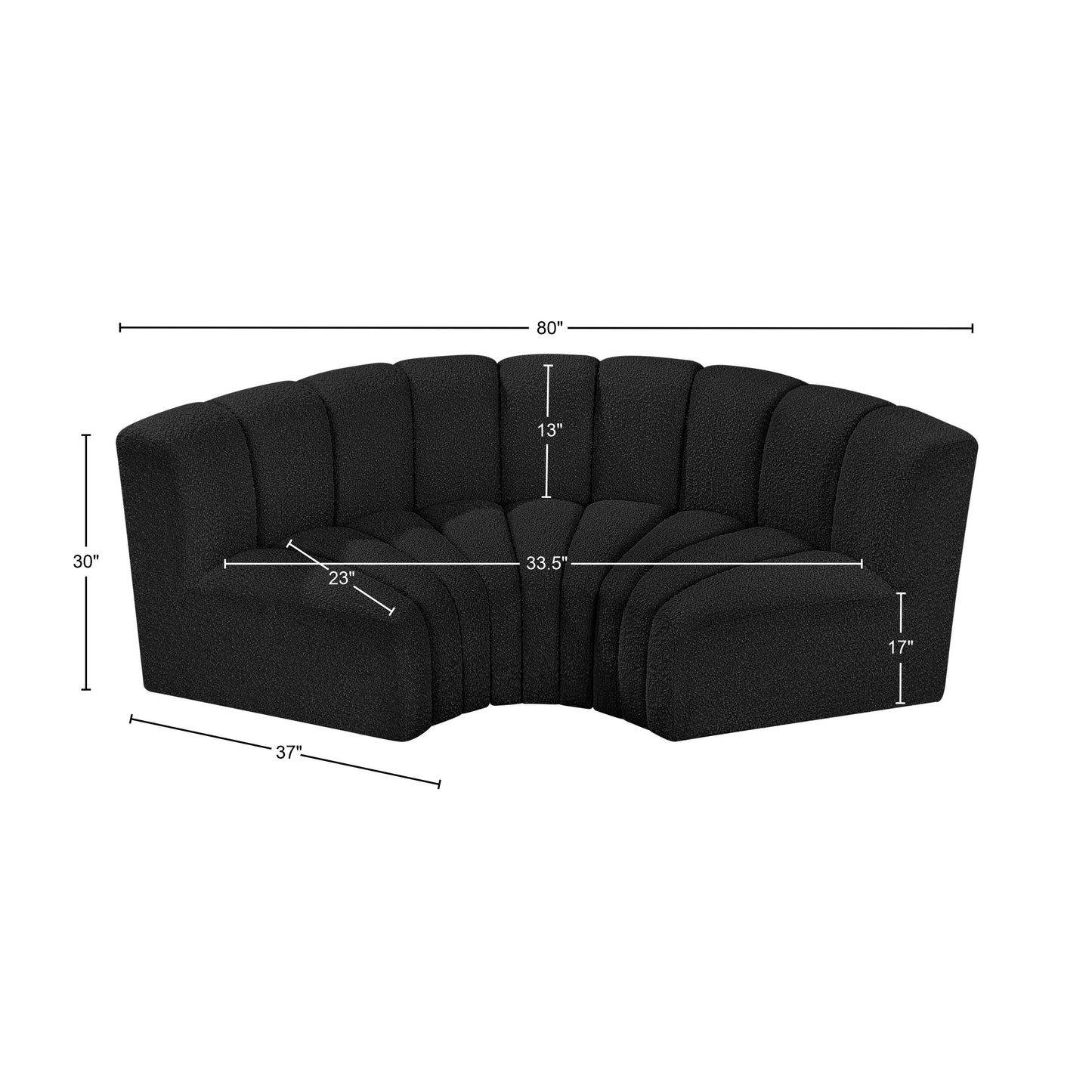 zara black boucle fabric modular sofa s3c