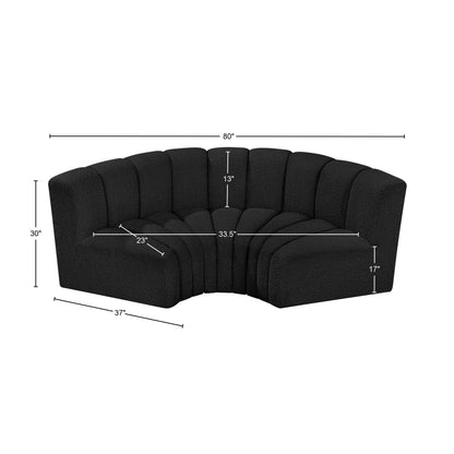 Zara Black Boucle Fabric Modular Sofa S3C